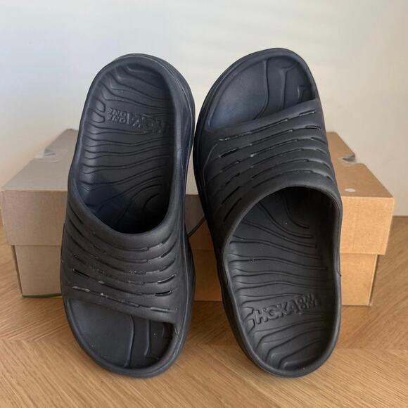Hoka One One Ora Recovery Slide Women Black Sandals - SZ 8 - Picture 2 of 10